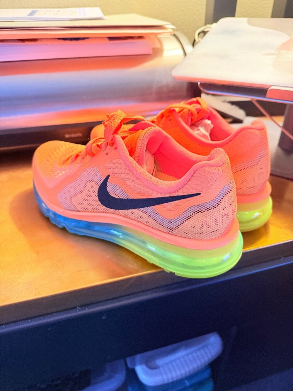 Nike Air Max 2014 Atomic Orange Volt Light Blue Ombre Womens Sz 8 [621078-804] - Picture 3 of 8